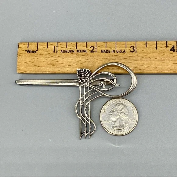 Vintage Turkish Ottoman Tie Clip Sultan Tughra Sterling Silver Suleiman Insignia - Picture 4 of 16